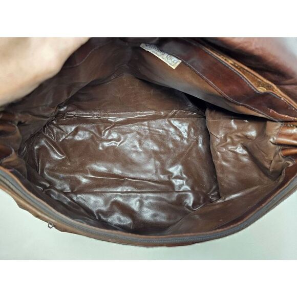 VITTORIO RICCI HAND MADE ITALY BROWN LEATHER COW HIDE PURSE TOTE LARGE 18" X 9" - Picture 8 of 10